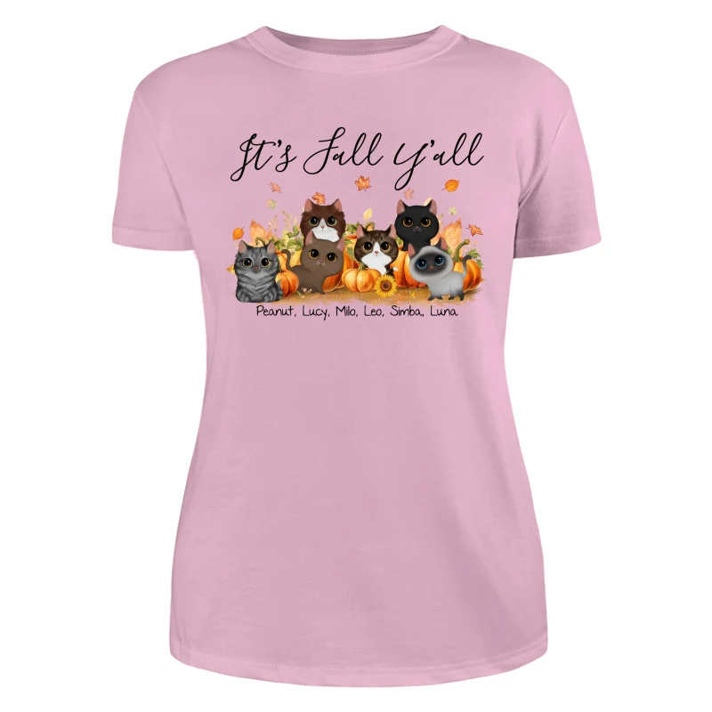 Fall Season Watercolor Cute Cats Playing In Pumpkin Patch Personalized Shirt - Image 11