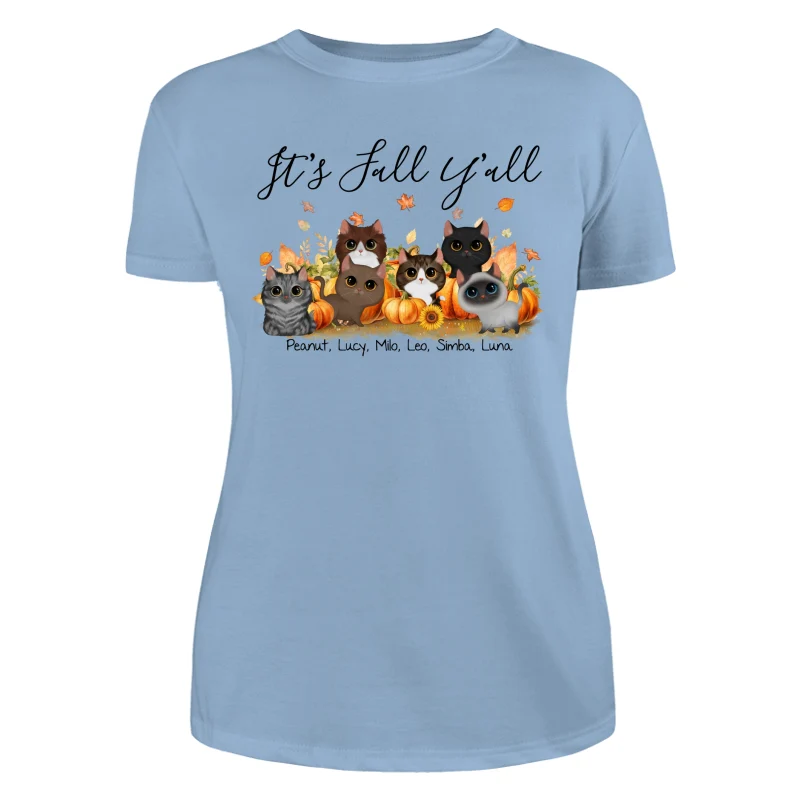 Fall Season Watercolor Cute Cats Playing In Pumpkin Patch Personalized Shirt - Image 12
