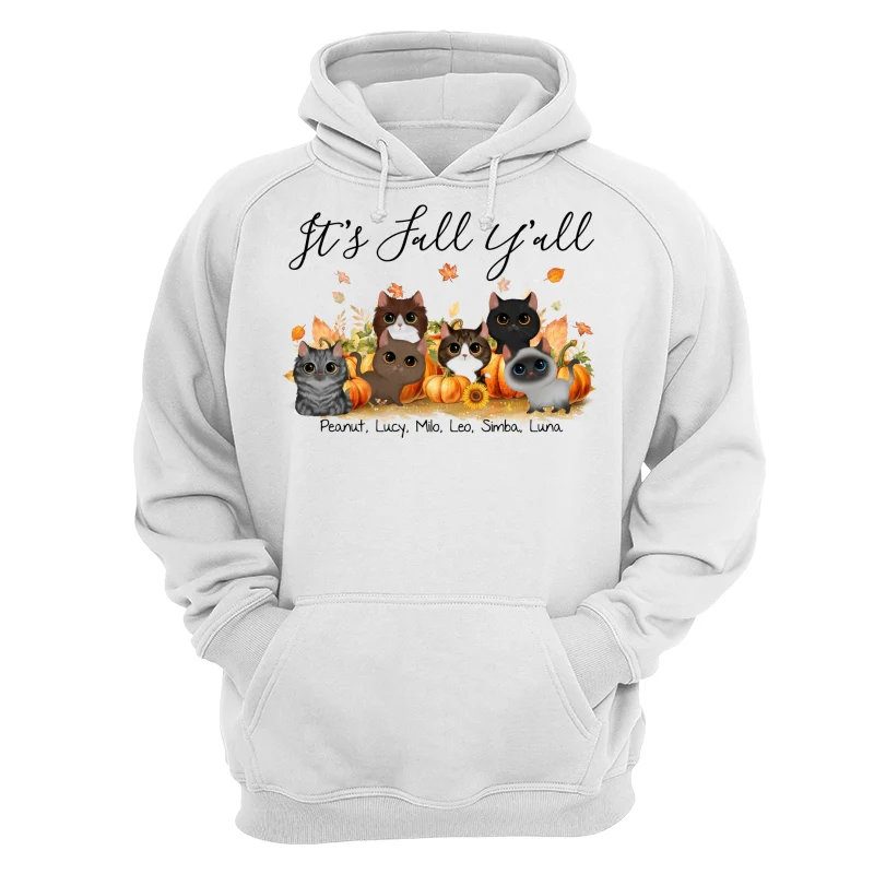Fall Season Watercolor Cute Cats Playing In Pumpkin Patch Personalized Shirt - Image 13