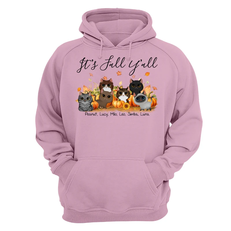 Fall Season Watercolor Cute Cats Playing In Pumpkin Patch Personalized Shirt - Image 15