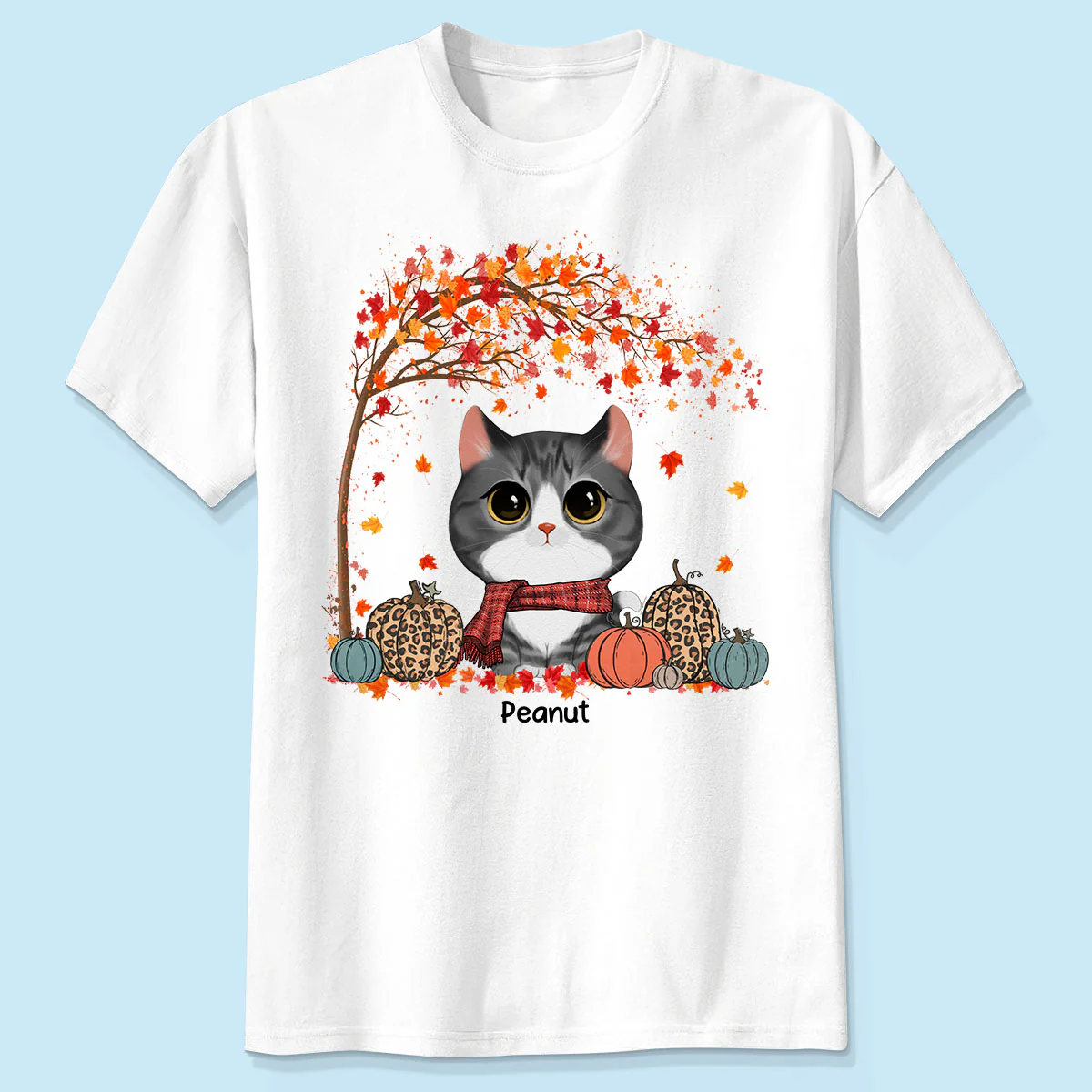 Fall Season Watercolor Cute Cats Under Tree Personalized Shirt