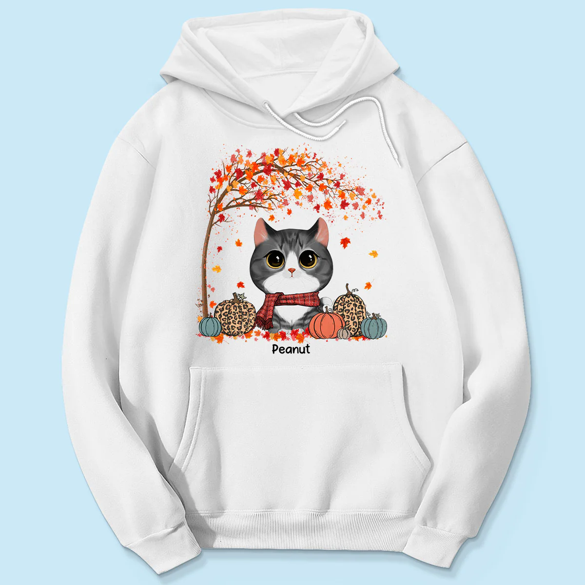 Fall Season Watercolor Cute Cats Under Tree Personalized Shirt - Image 5