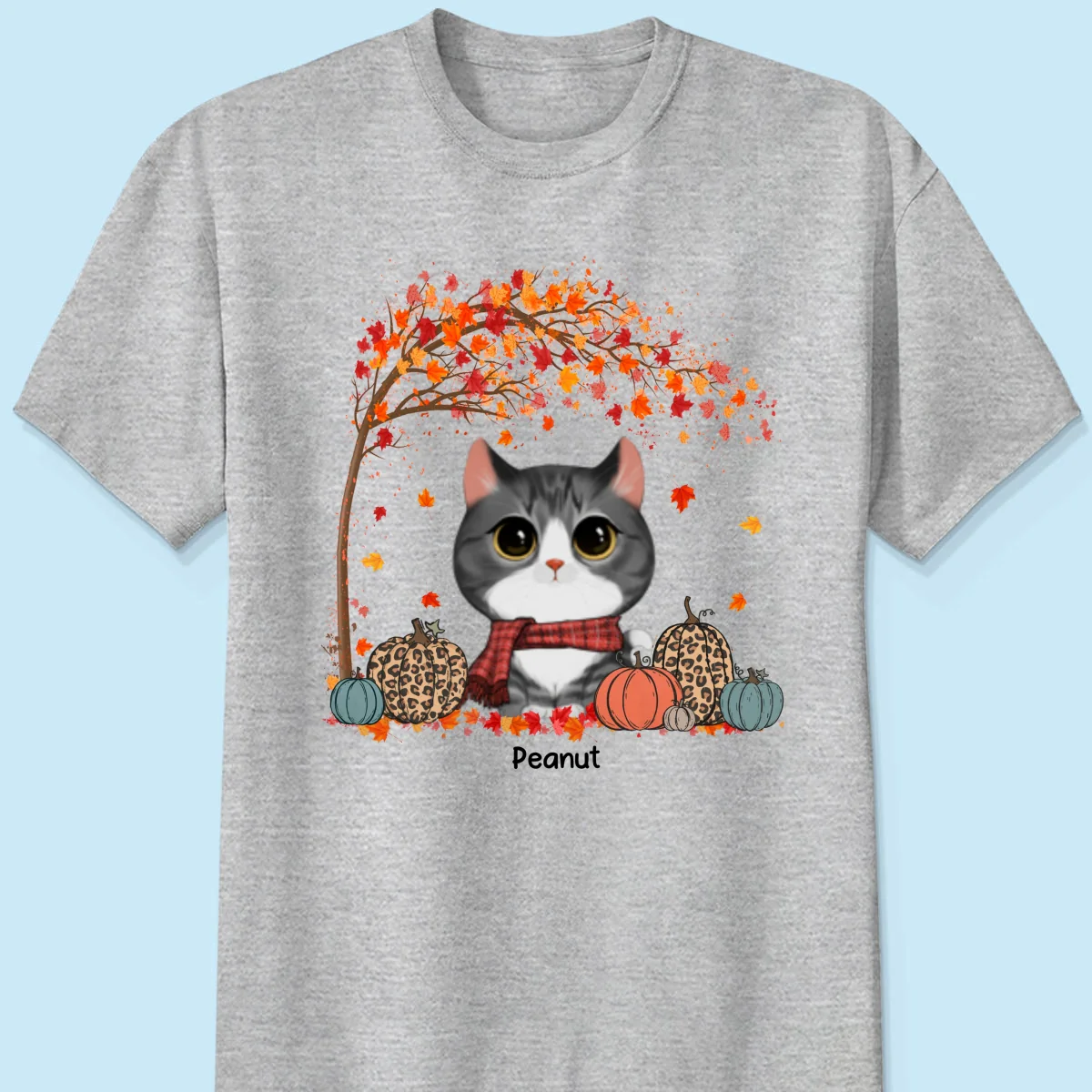 Fall Season Watercolor Cute Cats Under Tree Personalized Shirt - Image 8