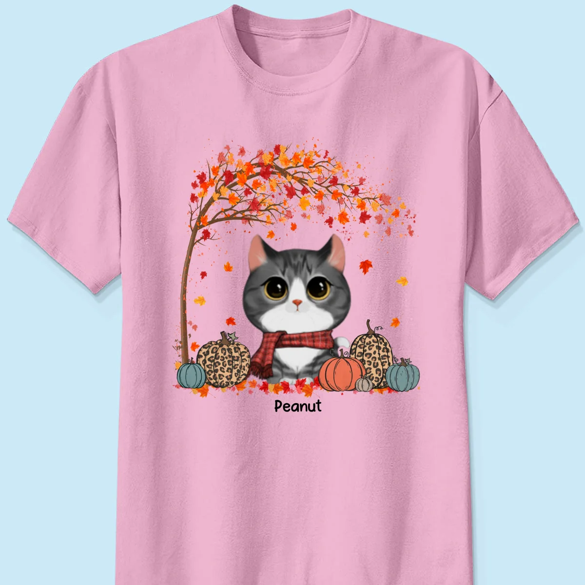 Fall Season Watercolor Cute Cats Under Tree Personalized Shirt - Image 9