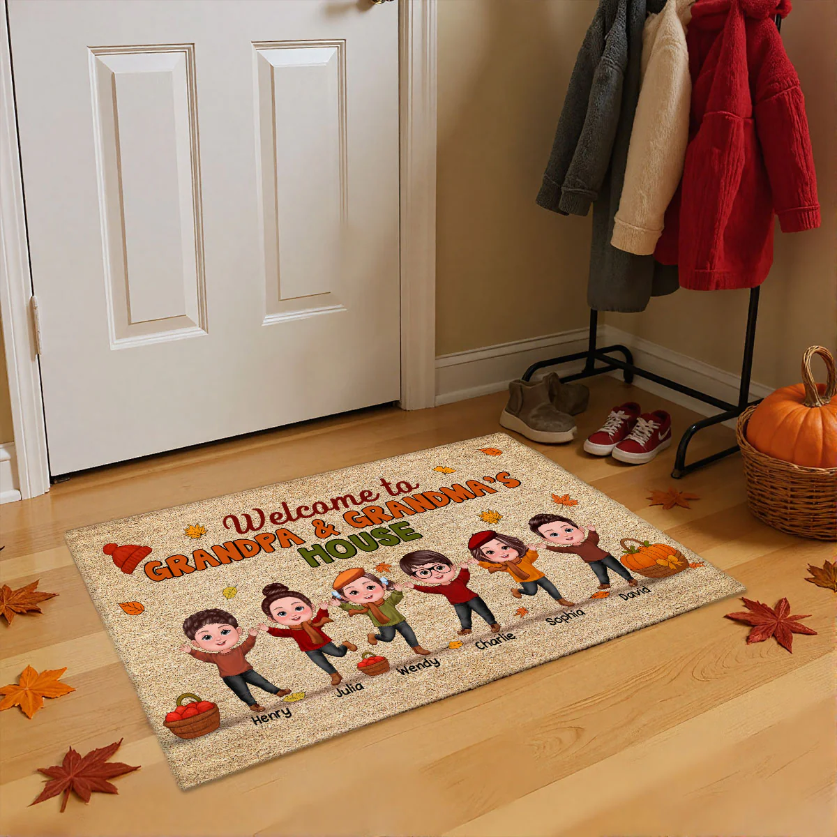 Fall Season Welcome To Grandma Grandpa House Personalized Doormat - Image 10