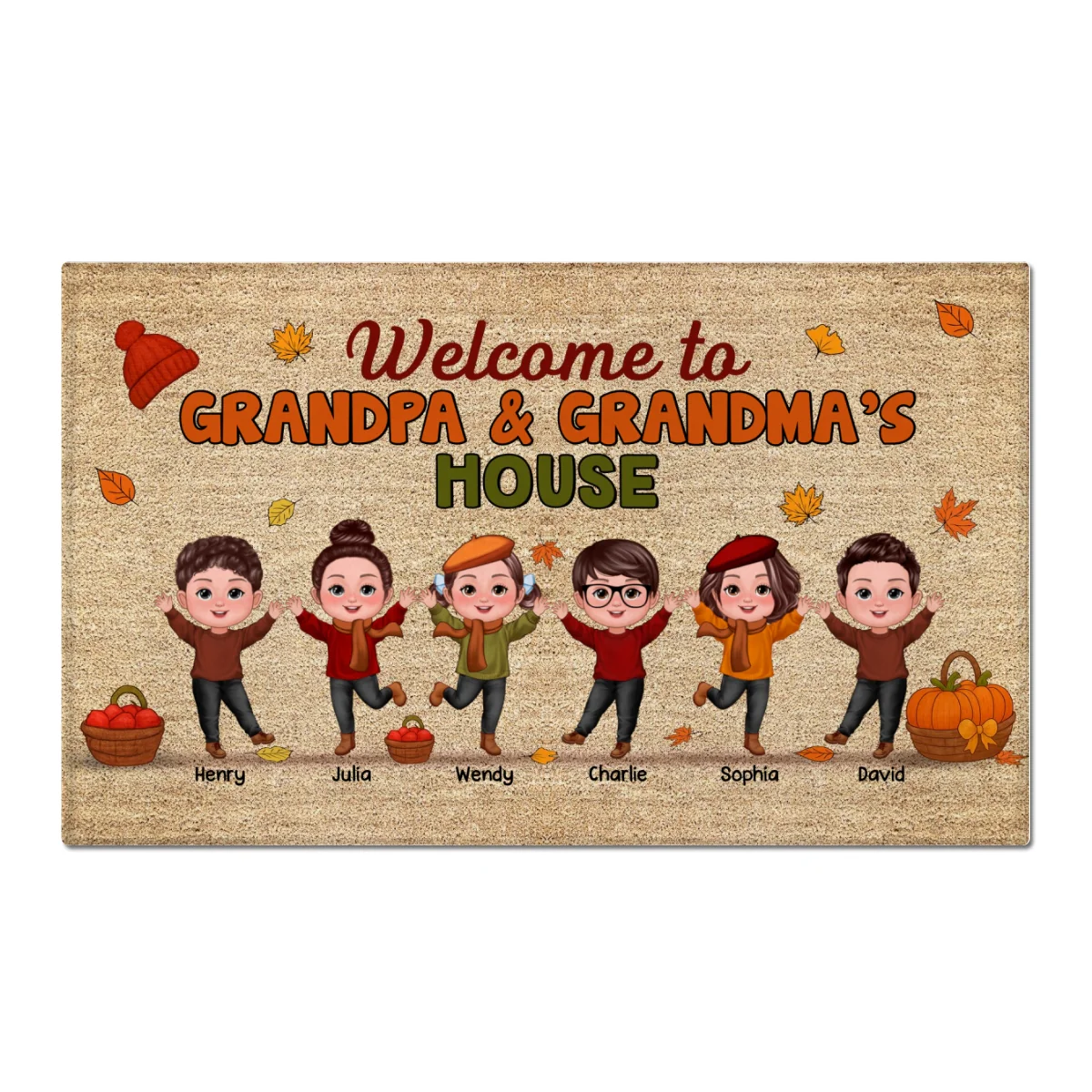 Fall Season Welcome To Grandma Grandpa House Personalized Doormat - Image 12