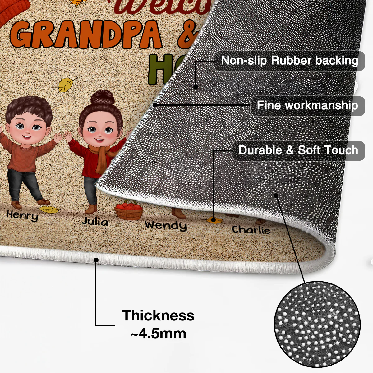 Fall Season Welcome To Grandma Grandpa House Personalized Doormat - Image 5