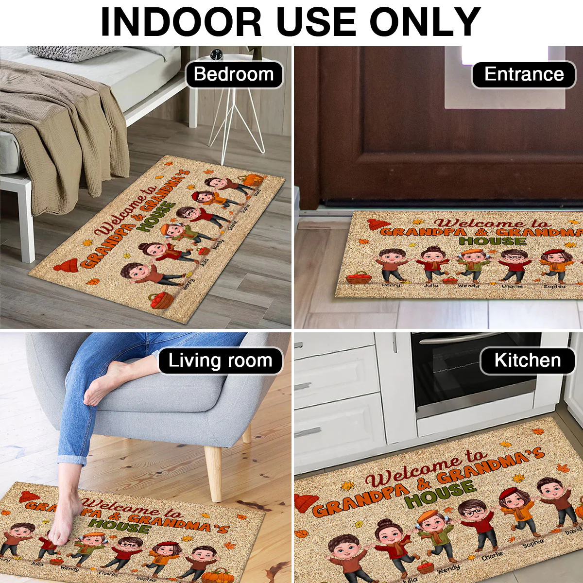 Fall Season Welcome To Grandma Grandpa House Personalized Doormat - Image 6