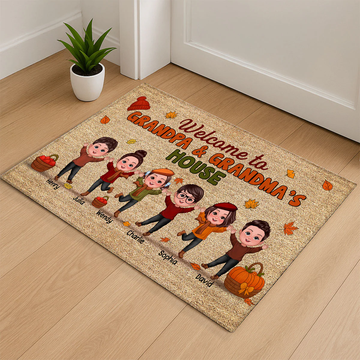 Fall Season Welcome To Grandma Grandpa House Personalized Doormat - Image 7