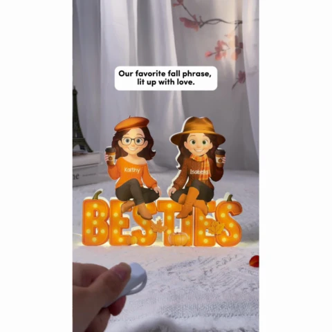 Fall Vibe Besties Sitting On Faux Marquee Style Letters Personalized Light Box - Image 2