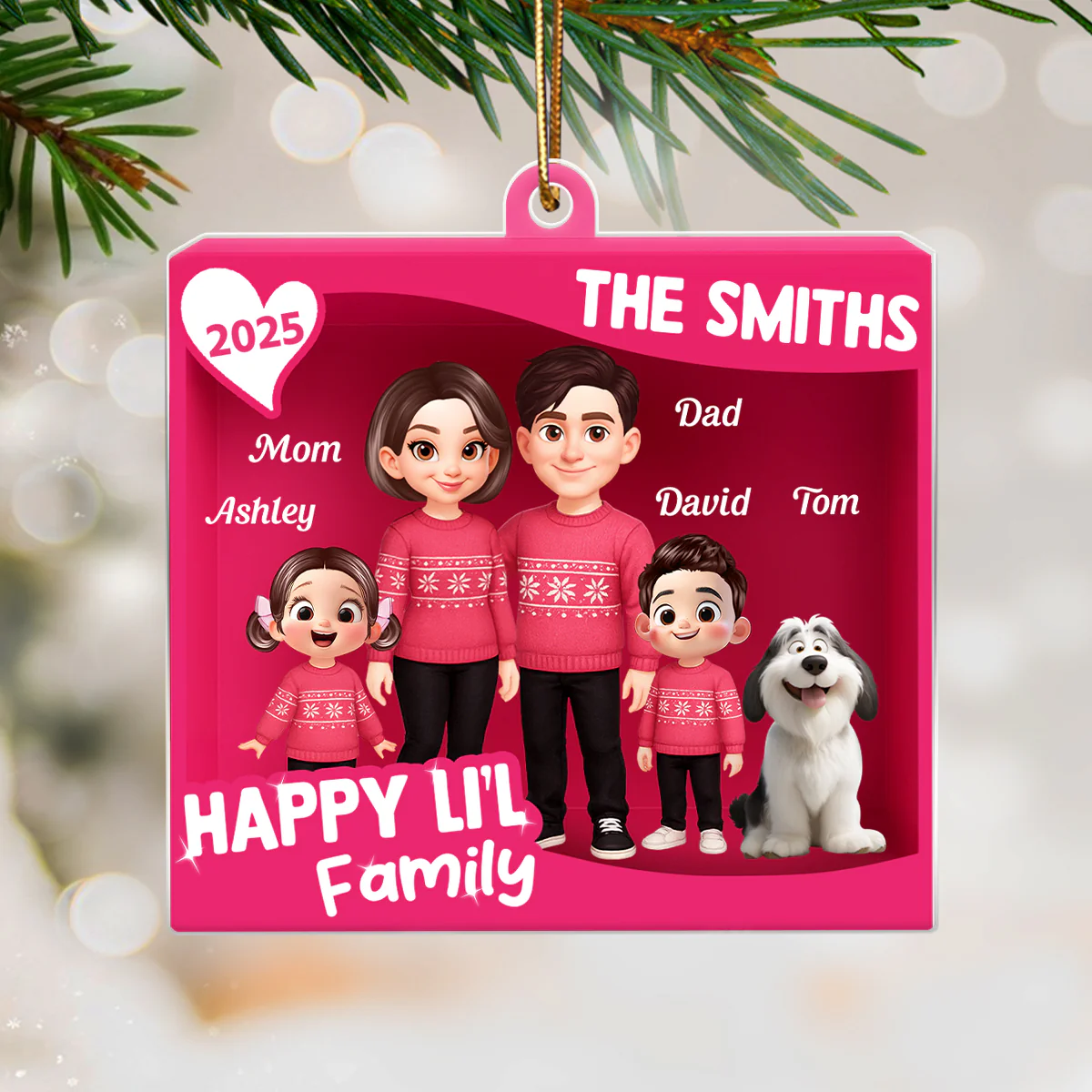 Family 3D Action Figure Toy Box - Personalized Acrylic Ornament - Christmas Gift For Family, Husband, Wife