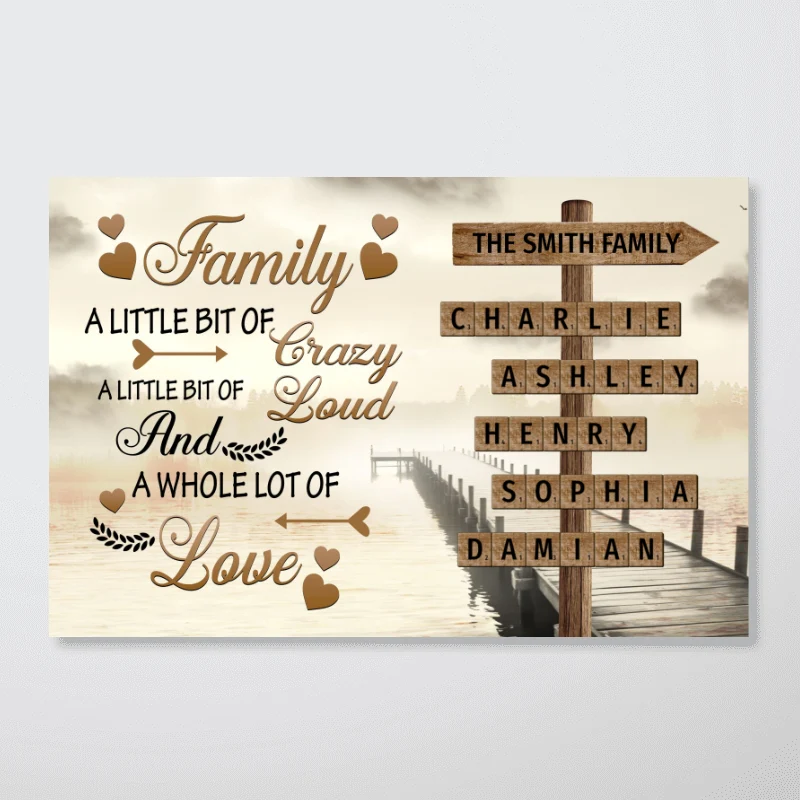 Family A Little Bit Of Crazy Crossword Puzzle Art Personalized Poster - Image 12