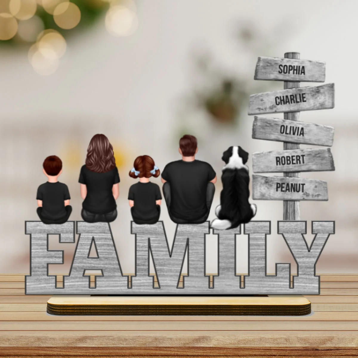 Family A Little Whole Lot of Love Sign Posts Personalized 2-Layer Standing Wooden Plaque, Home Decoration, Gift For Family - Image 8