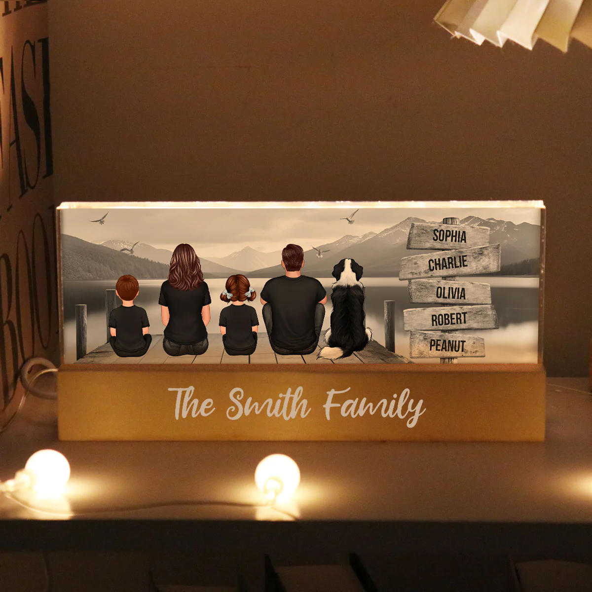 Family A Little Whole Lot of Love Sign Posts Personalized Acrylic Block LED Night Light, Home Decoration, Gift For Family - Image 2