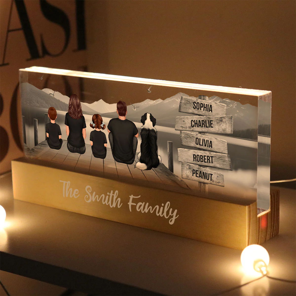 Family A Little Whole Lot of Love Sign Posts Personalized Acrylic Block LED Night Light, Home Decoration, Gift For Family - Image 3