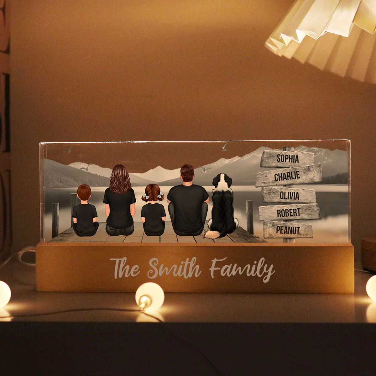 Family A Little Whole Lot of Love Sign Posts Personalized Acrylic Block LED Night Light, Home Decoration, Gift For Family - Image 5