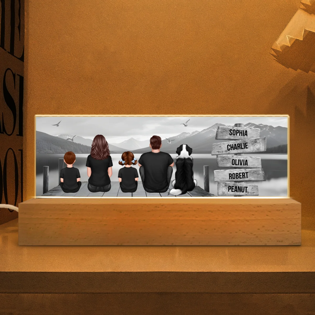 Family A Little Whole Lot of Love Sign Posts Personalized Acrylic Block LED Night Light, Home Decoration, Gift For Family - Image 7