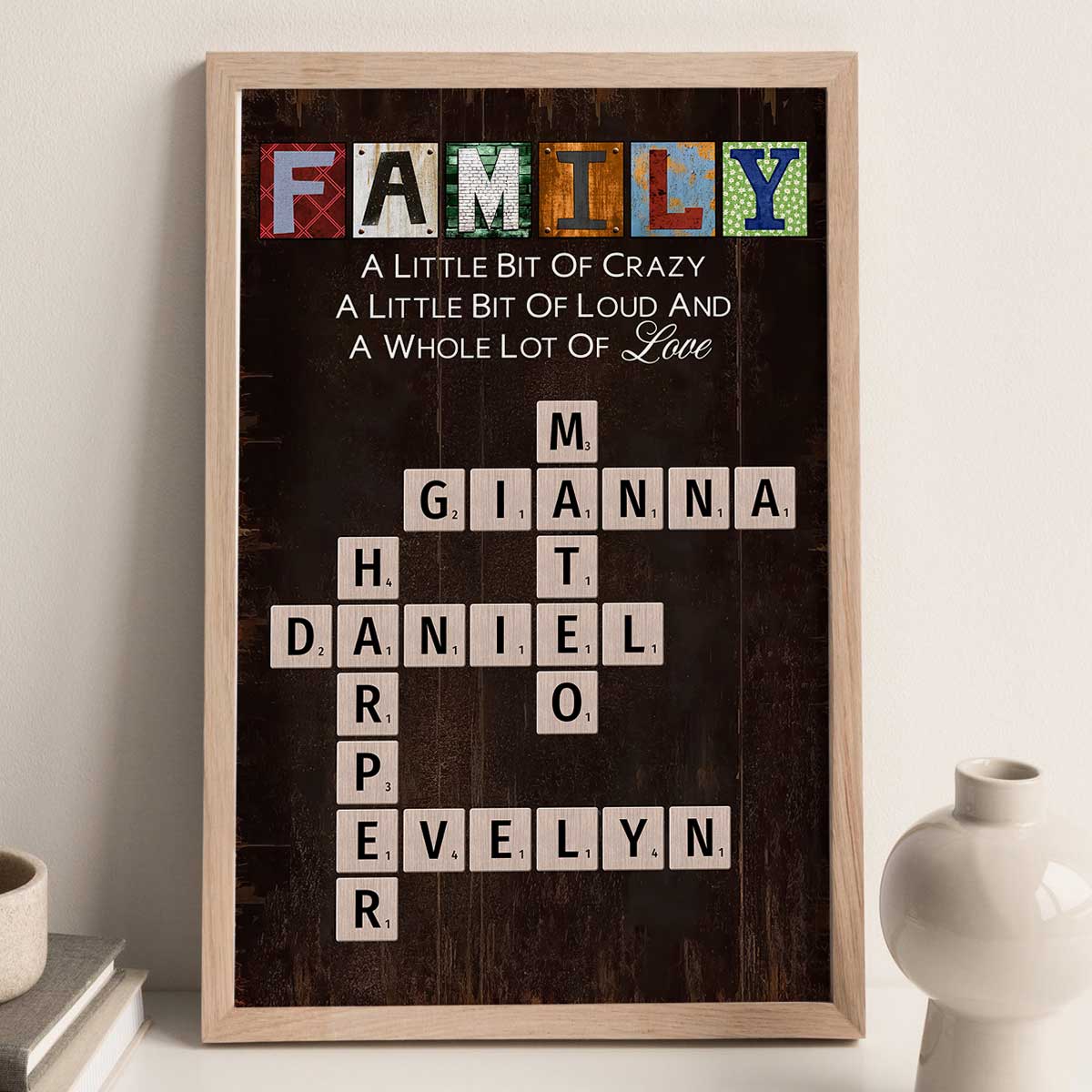 Family A Whole Lot Of Love Crossword Puzzle Art Home Decor Personalized Poster - Image 4