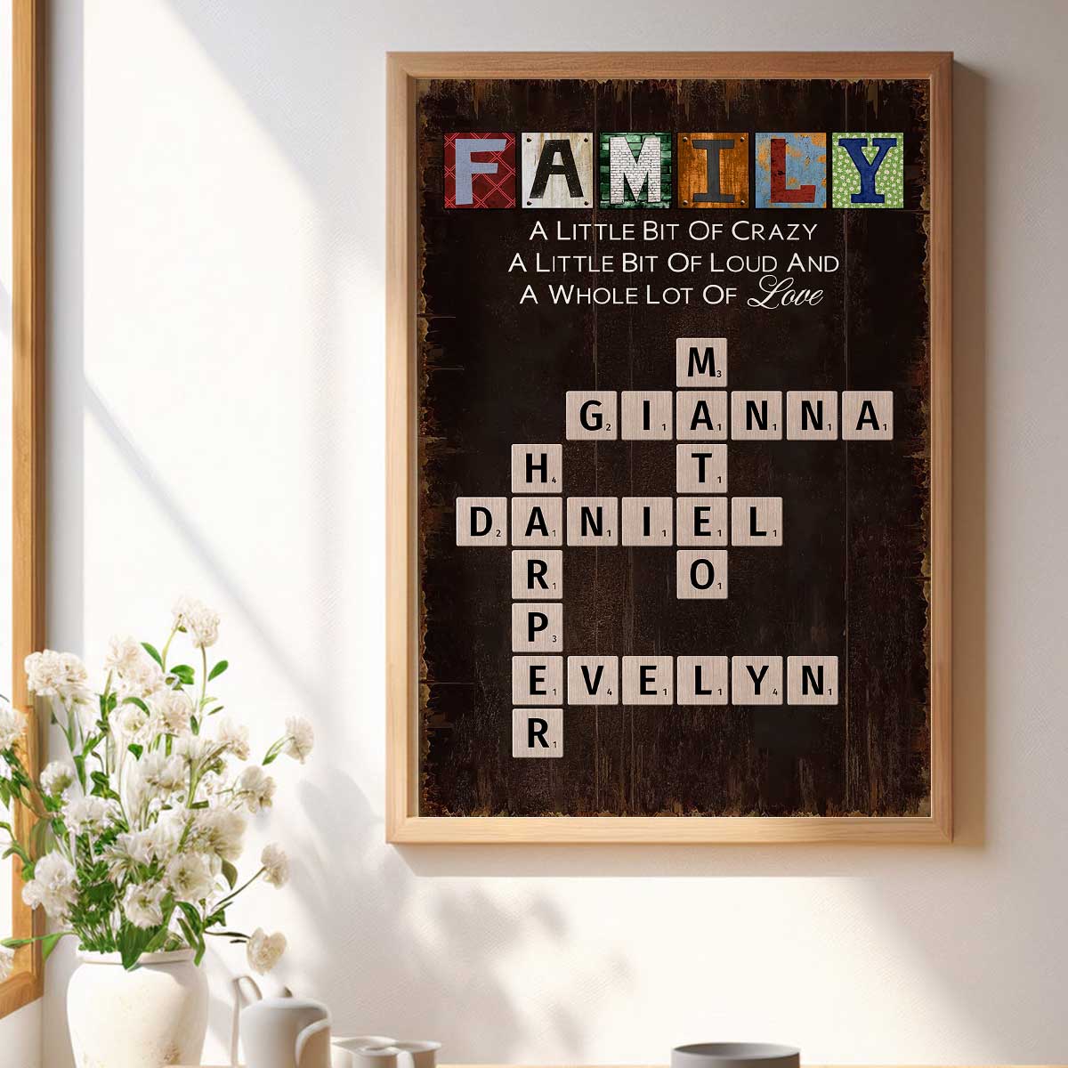 Family A Whole Lot Of Love Crossword Puzzle Art Home Decor Personalized Poster - Image 6