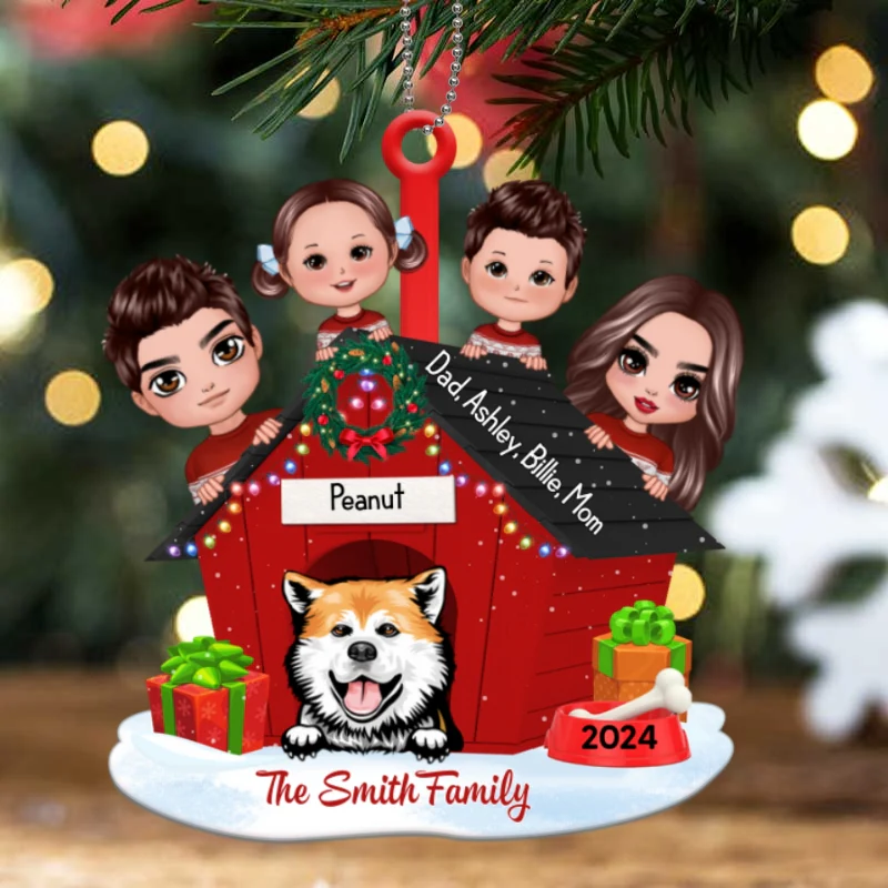Family And Dogs Christmas Personalized Wooden Ornament - Image 5