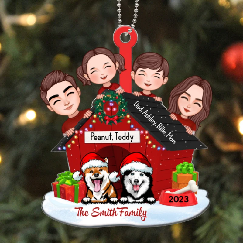 Family And Dogs Christmas - Personalized Ornament - Image 5