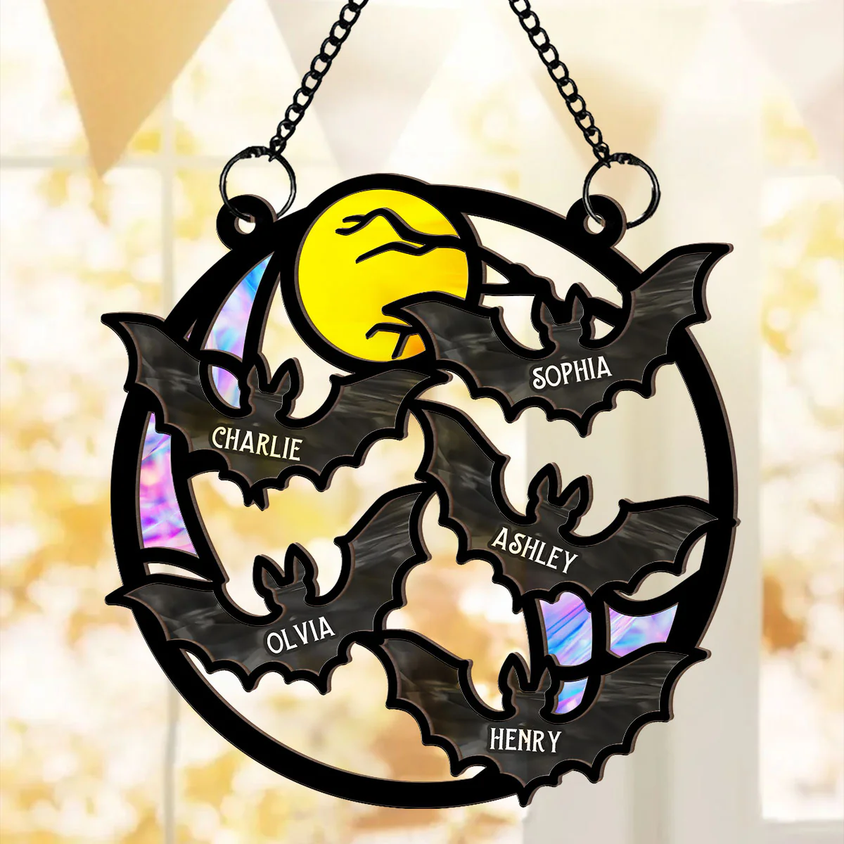 Family Bats Personalized Suncatcher, Halloween Decoration