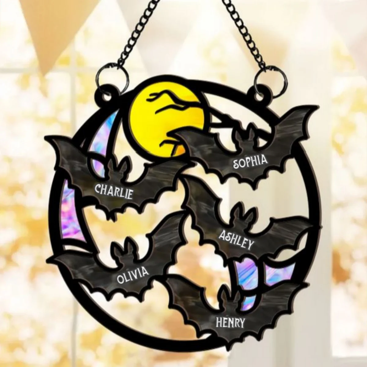 Family Bats Personalized Suncatcher, Halloween Decoration - Image 10