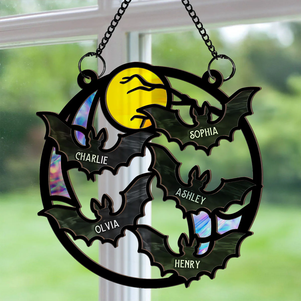 Family Bats Personalized Suncatcher, Halloween Decoration - Image 3