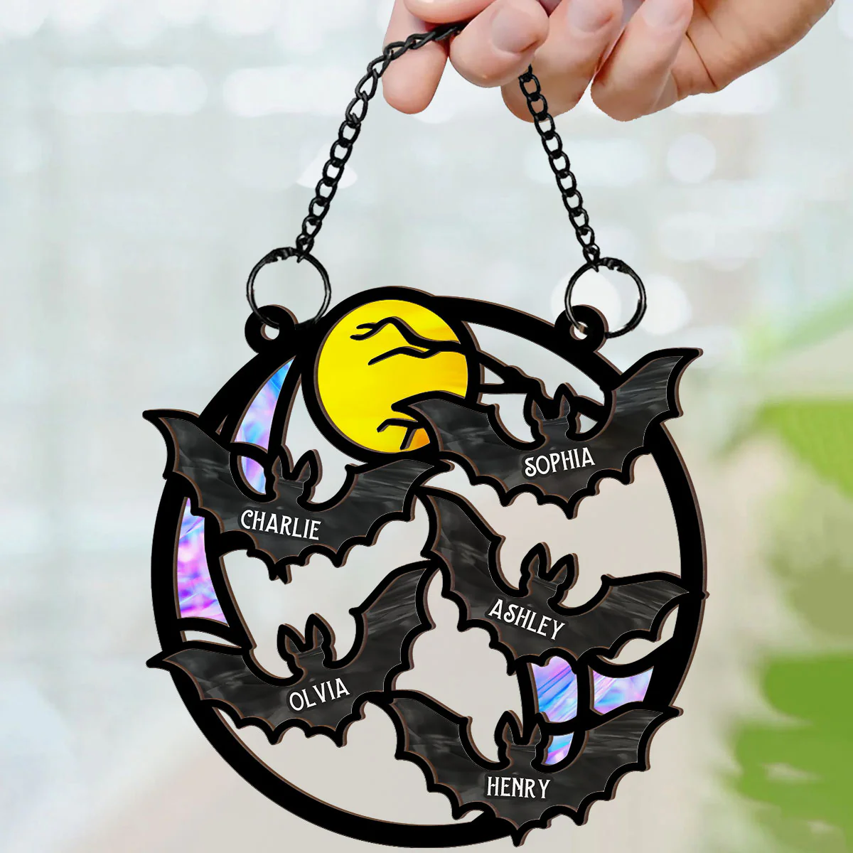 Family Bats Personalized Suncatcher, Halloween Decoration - Image 4