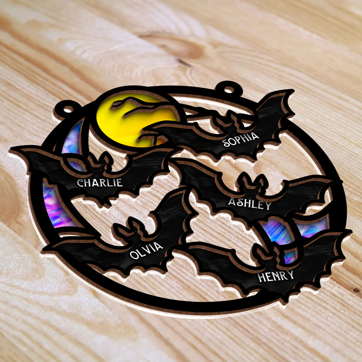 Family Bats Personalized Suncatcher, Halloween Decoration - Image 6