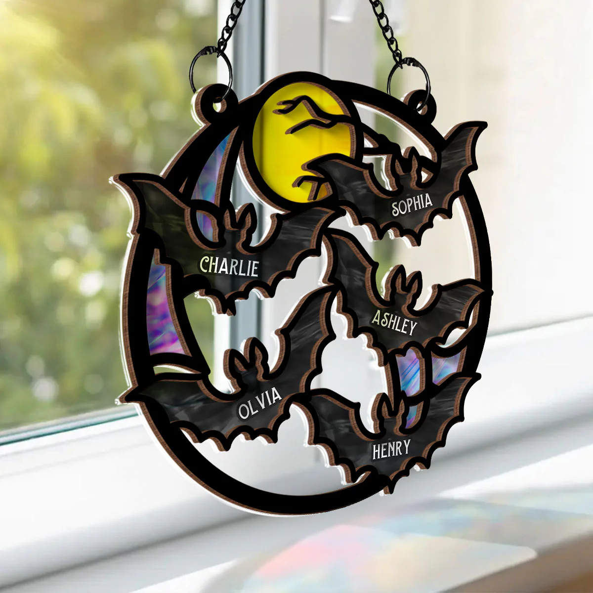 Family Bats Personalized Suncatcher, Halloween Decoration - Image 7