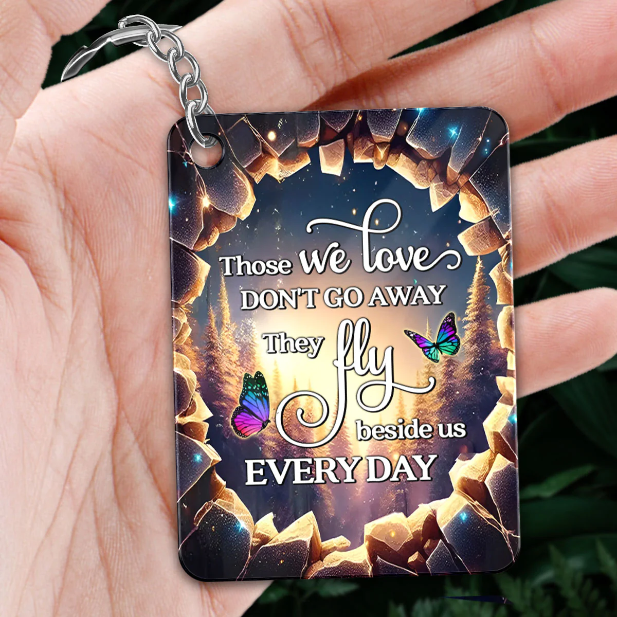 Family Butterflies 3D Hole Memorial Sympathy Gift Remembrance Keepsake Personalized Acrylic Keychain - Image 4