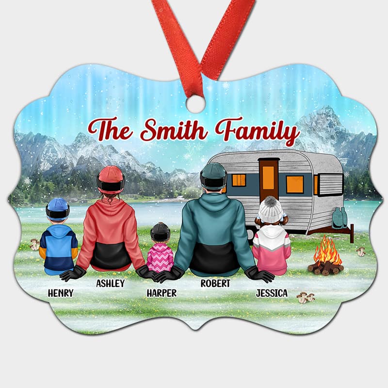 Family Camping Winter Personalized Christmas Ornament