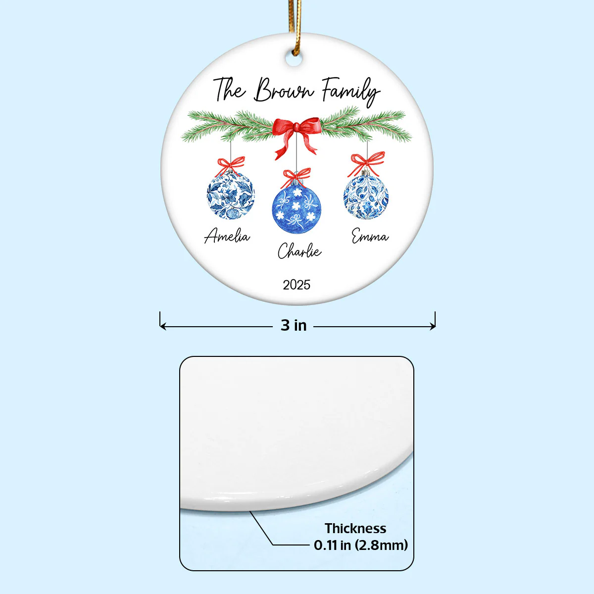 Family Chinoiserie Christmas Ornaments - Personalized Ceramic Ornament - Christmas Gift for Family - Image 10
