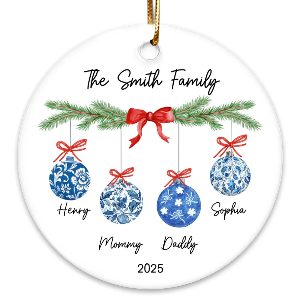 Family Chinoiserie Christmas Ornaments - Personalized Ceramic Ornament - Christmas Gift for Family - Image 12