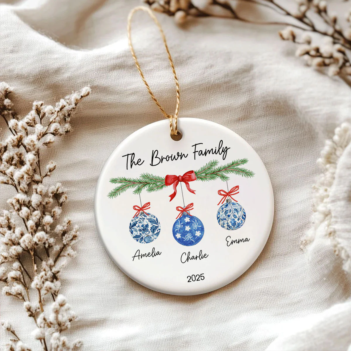 Family Chinoiserie Christmas Ornaments - Personalized Ceramic Ornament - Christmas Gift for Family - Image 8