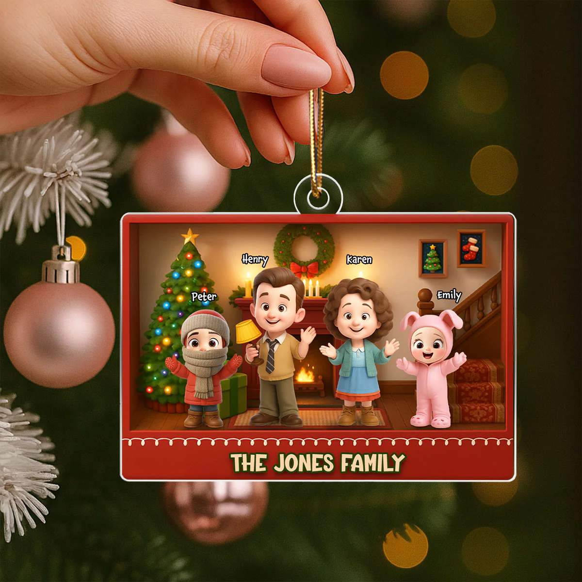 Family Christmas Action Figure Personalized Acrylic Ornament, Nostalgia Christmas Decor for Family - Image 2