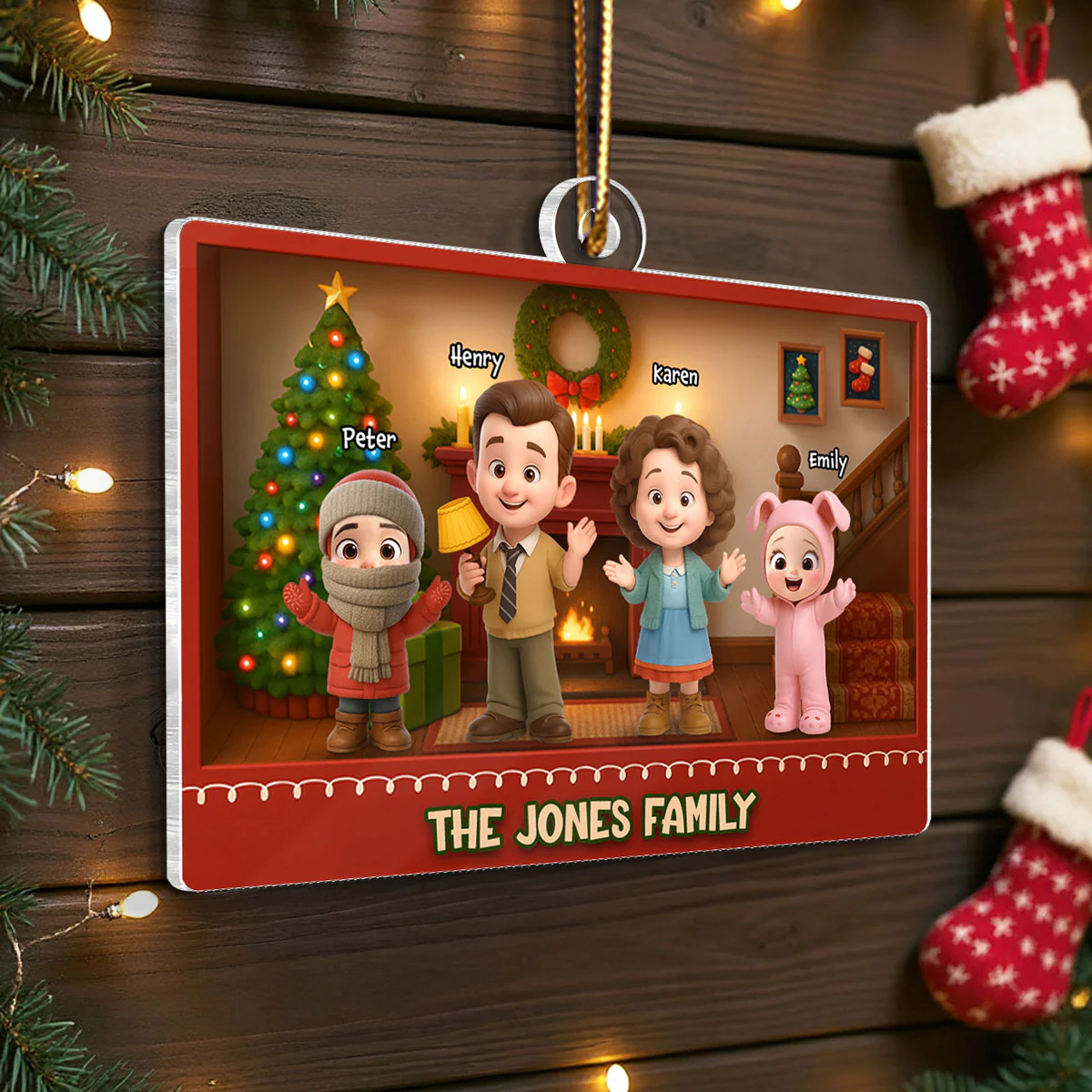 Family Christmas Action Figure Personalized Acrylic Ornament, Nostalgia Christmas Decor for Family - Image 3