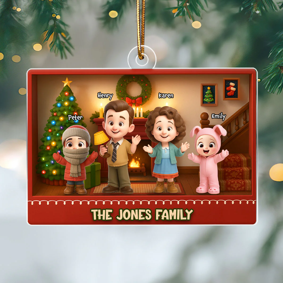 Family Christmas Action Figure Personalized Acrylic Ornament, Nostalgia Christmas Decor for Family - Image 7