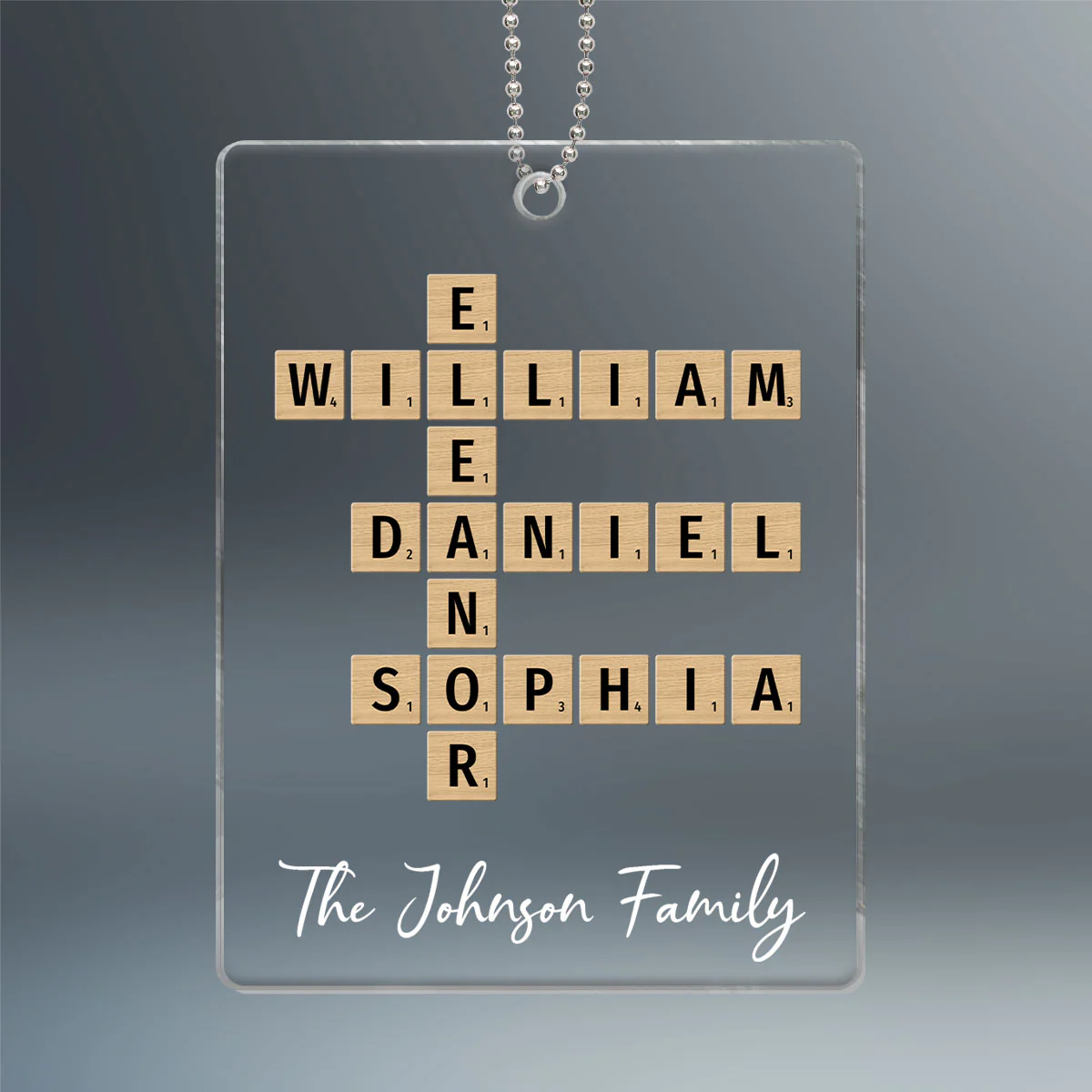 Family Christmas Decor Crossword Puzzle Art Personalized Acrylic Ornament - Image 2