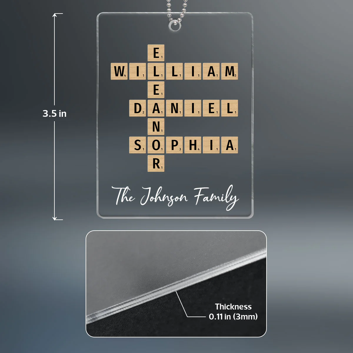 Family Christmas Decor Crossword Puzzle Art Personalized Acrylic Ornament - Image 4