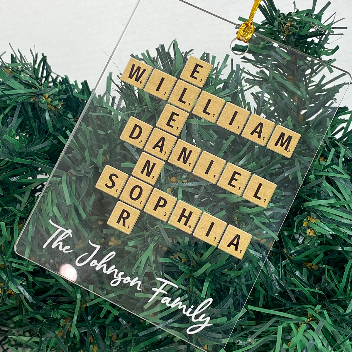 Family Christmas Decor Crossword Puzzle Art Personalized Acrylic Ornament - Image 5