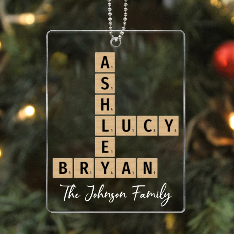 Family Christmas Decor Crossword Puzzle Art Personalized Acrylic Ornament - Image 7