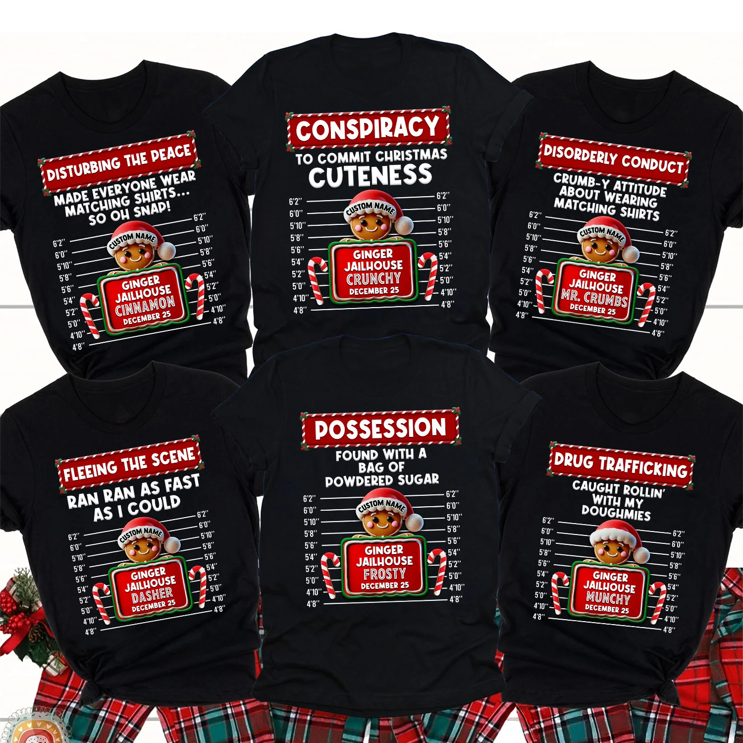 Family Christmas Gingerbread Criminal Funny Christmas Group Matching Outfit Personalized Shirt - Image 8