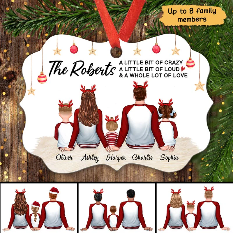 Family Christmas Pyjama Whole Lot Of Love Personalized Christmas Ornament - Image 2