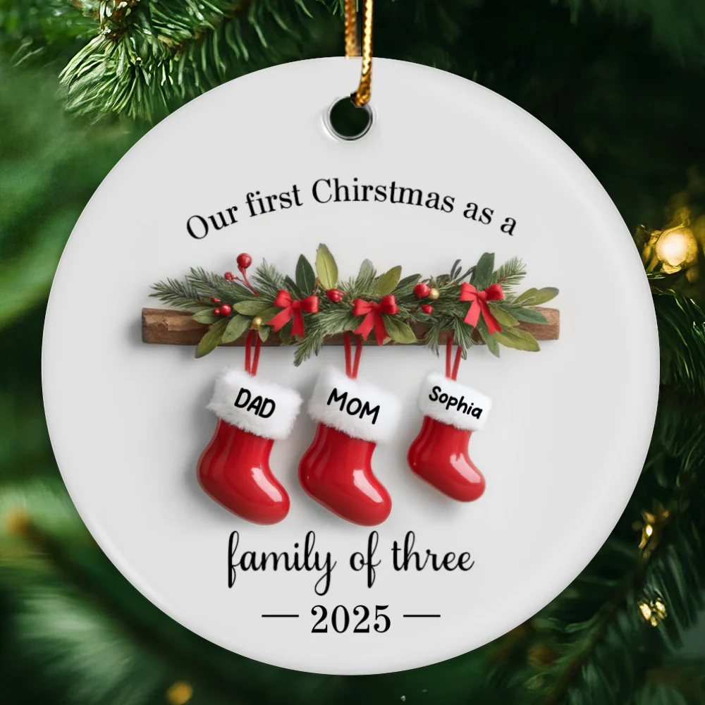 Family Christmas Stockings 3D Effect - Personalized Ceramic Ornament - Christmas Tree Decor For Family - Image 7