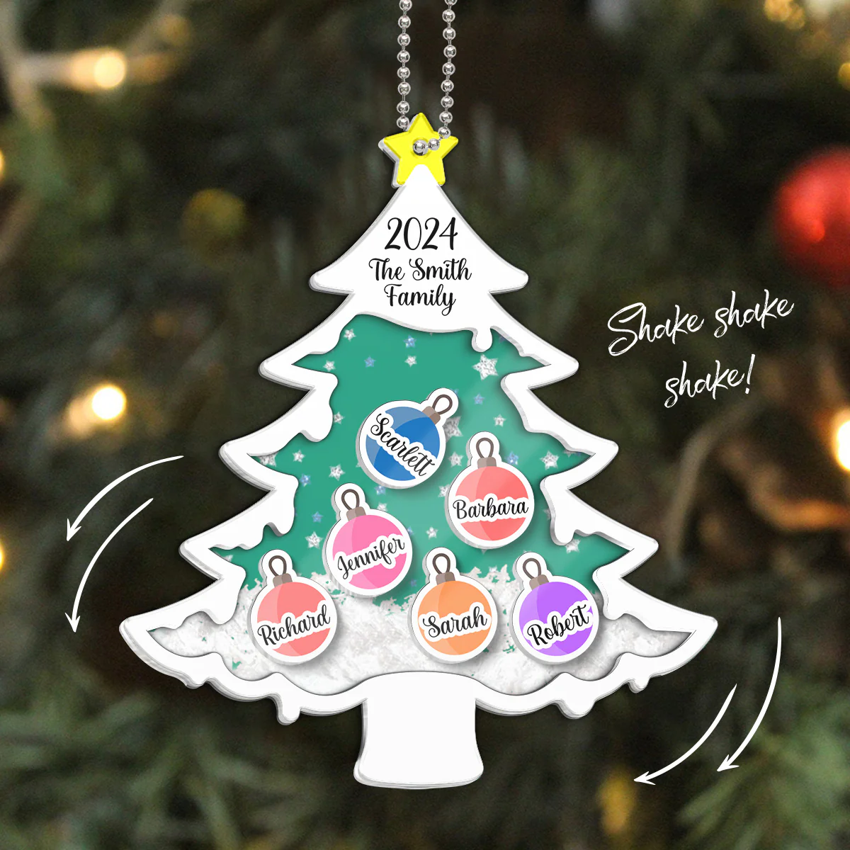 Family Christmas Tree Personalized Shaker Ornament, Christmas Gift For Family Members - Image 2