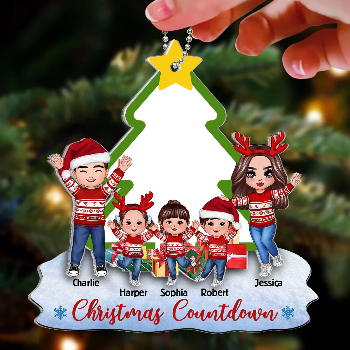 Family Countdown To Christmas Personalized 2-Layer Acrylic Ornament - Image 2