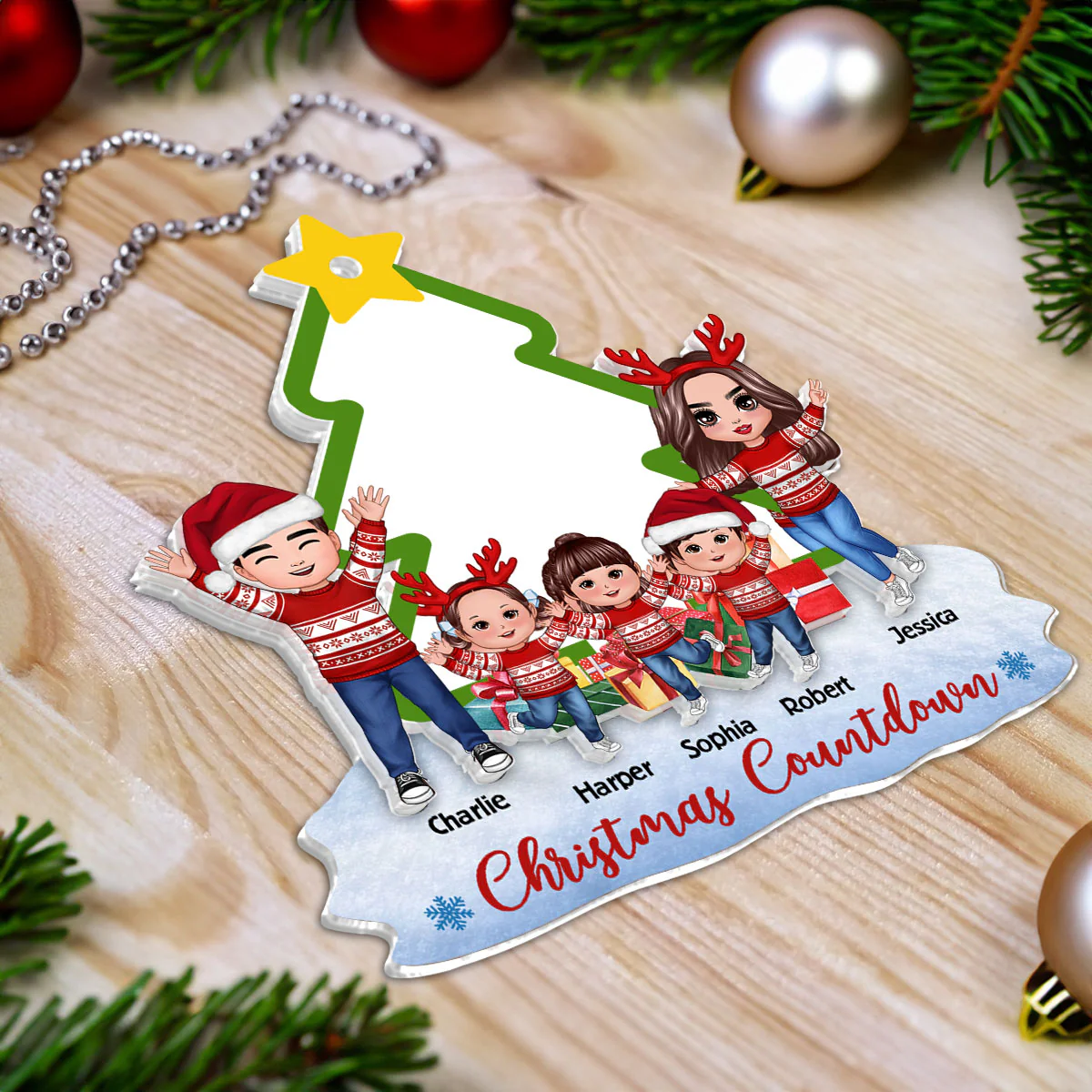 Family Countdown To Christmas Personalized 2-Layer Acrylic Ornament - Image 3