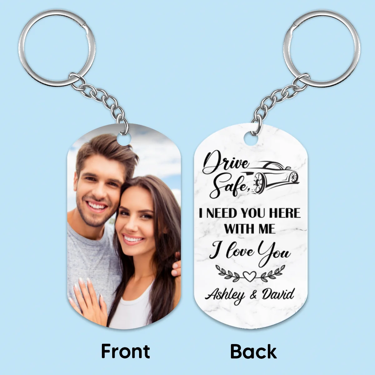 Family Couple Photo Drive Safe Personalized Acrylic Keychain - Image 4